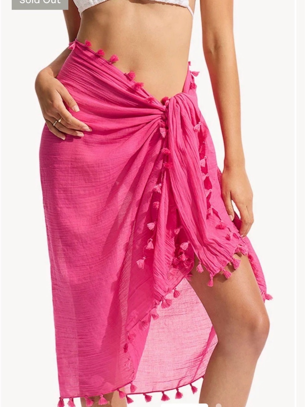 Seafolly Hot Pink Tassel Beach Sarong Wrap